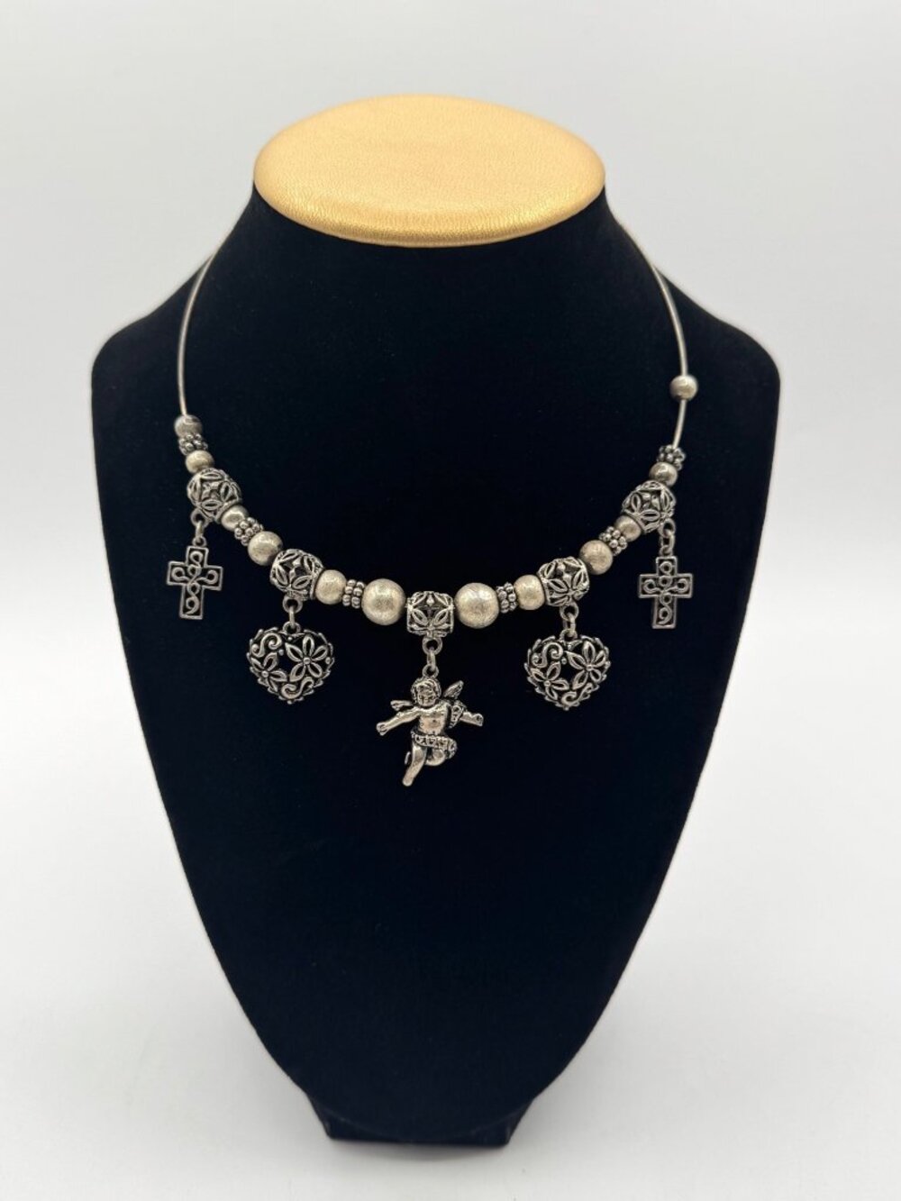 Charm Hearts Crosses and Angel Necklace